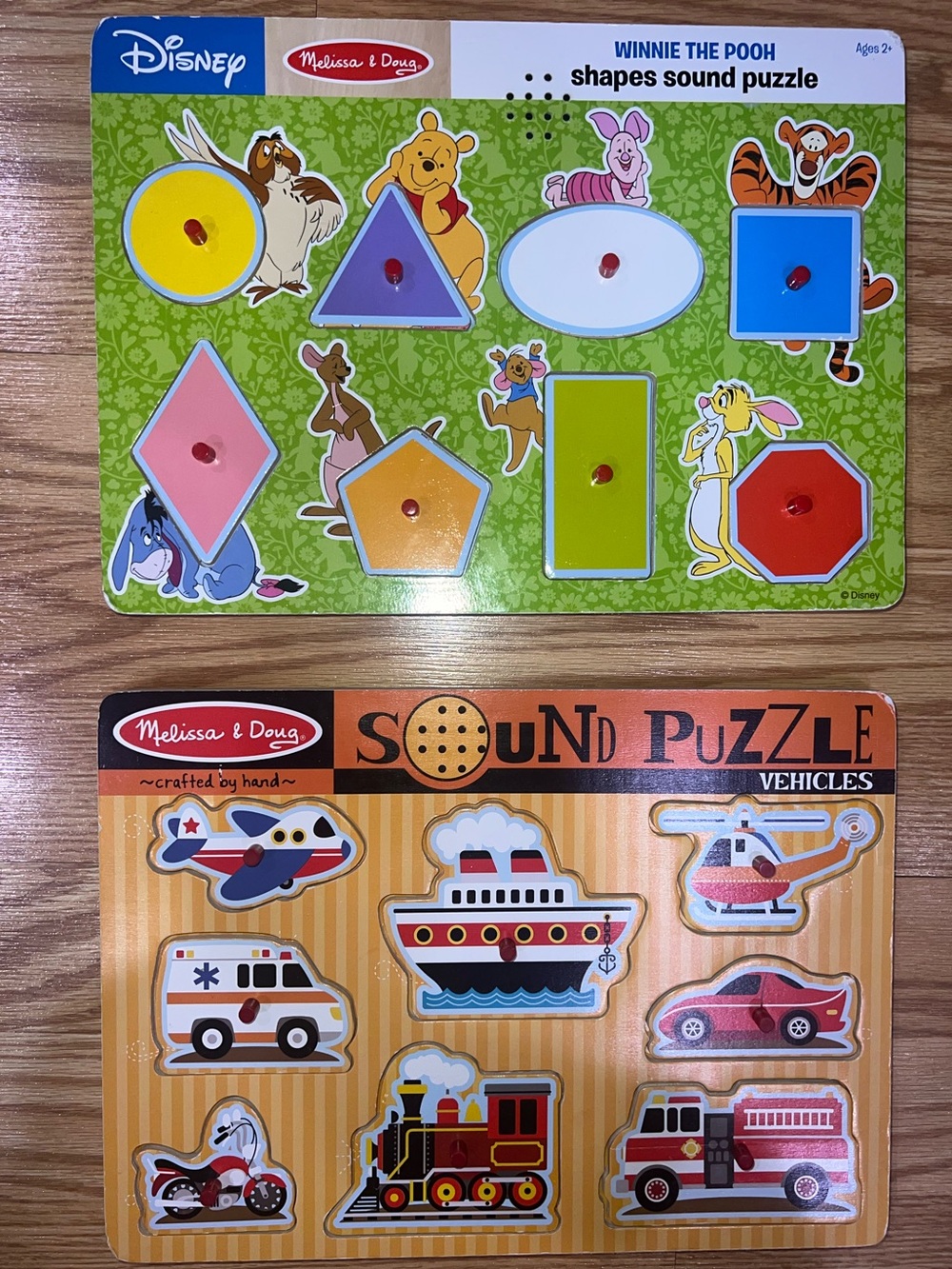 2! Melissa & Doug Puzzles- Winnie the Pooh and Vehicles